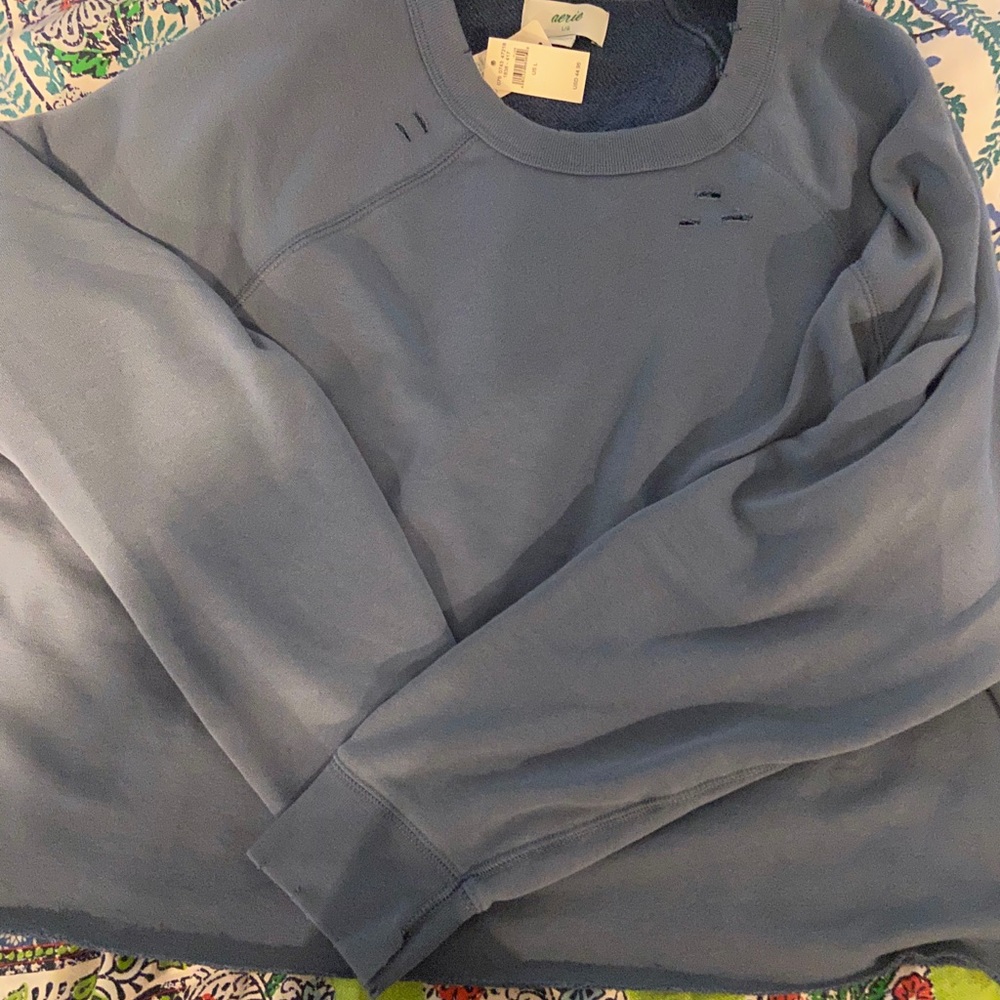 Aerie cropped distressed sweatshirt NWT size L